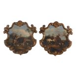 English School (19th Century) - Hawking; Hunting conversation A pair Title inscribed on one lower