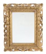 A Continental carved and gilt softwood framed wall mirror in 18th century taste  A Continental