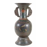 A large Japanese cloisonne vase , of archaistic shape, with splayed rim  A large Japanese