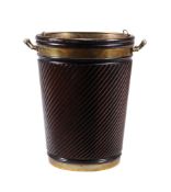 A stained hardwood and brass fitted peat bucket in 18th century style  A stained hardwood and