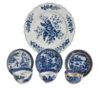 Four items of Caughley blue and white printed porcelain, circa 1780  Four items of Caughley blue and