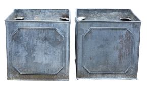 A pair of lead garden planters, second half 20th century, of square section  A pair of lead garden