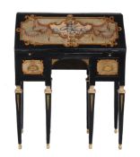 An Italian ebonised and painted bureau , 20th century  An Italian ebonised and painted bureau  ,