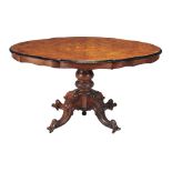 A Victorian walnut and marquetry inlaid centre table , circa 1870  A Victorian  walnut and marquetry