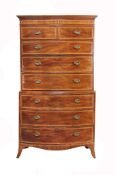 A George III mahogany bowfront chest on chest, circa 1790  A George III mahogany bowfront chest on