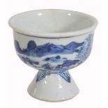A small Chinese blue and white stem cup, late 18th/19th century  A small Chinese blue and white stem