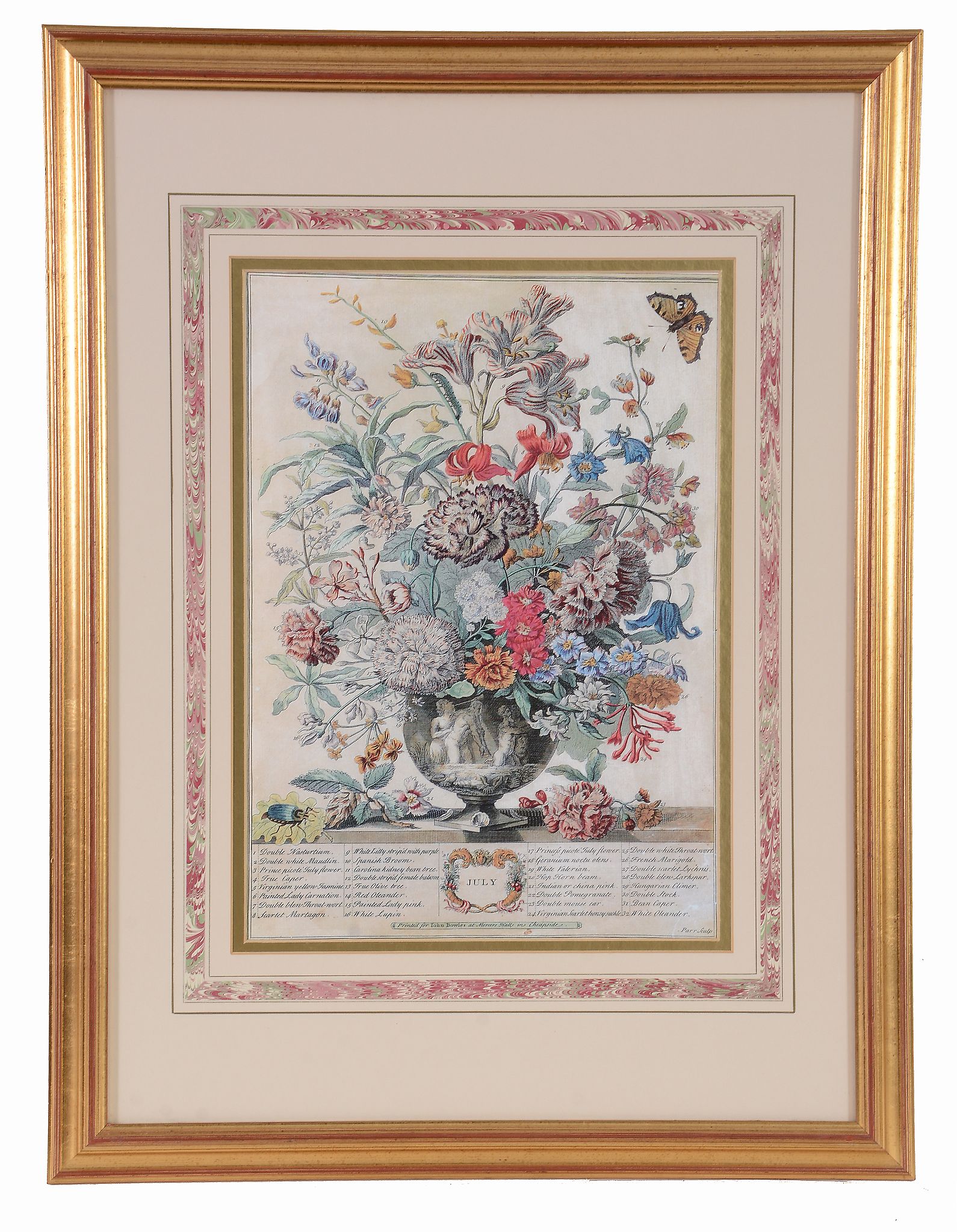 A set of twelve framed botanical prints , vases of flowers representing...  A set of twelve framed