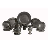 A collection of pewter flatwares, 18th, 19th and early 20th century  A collection of pewter