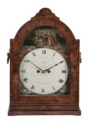 A flame mahogany hour repeating table clock , 19th century  A flame mahogany hour repeating table