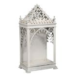 A white painted display stand in Gothic style , late 19th/ early 20th century  A white painted