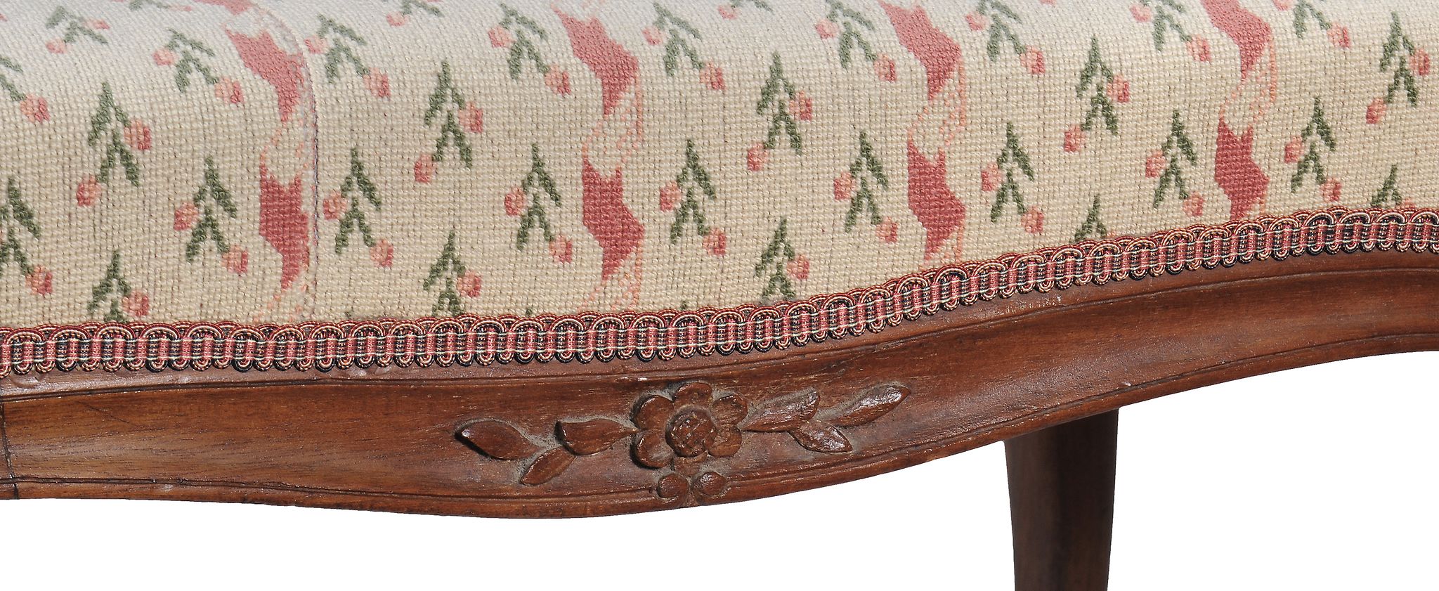 A carved beech and upholstered stool , in mid 18th century Continental style  A carved beech and - Image 2 of 2