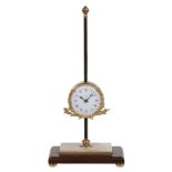 A limited edition brass and marble gravity rack clock, Thwaites & Reed  A limited edition brass