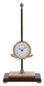 A limited edition brass and marble gravity rack clock, Thwaites & Reed  A limited edition brass