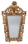 A Florentine carved giltwood wall mirror, 19th century  A Florentine carved giltwood wall