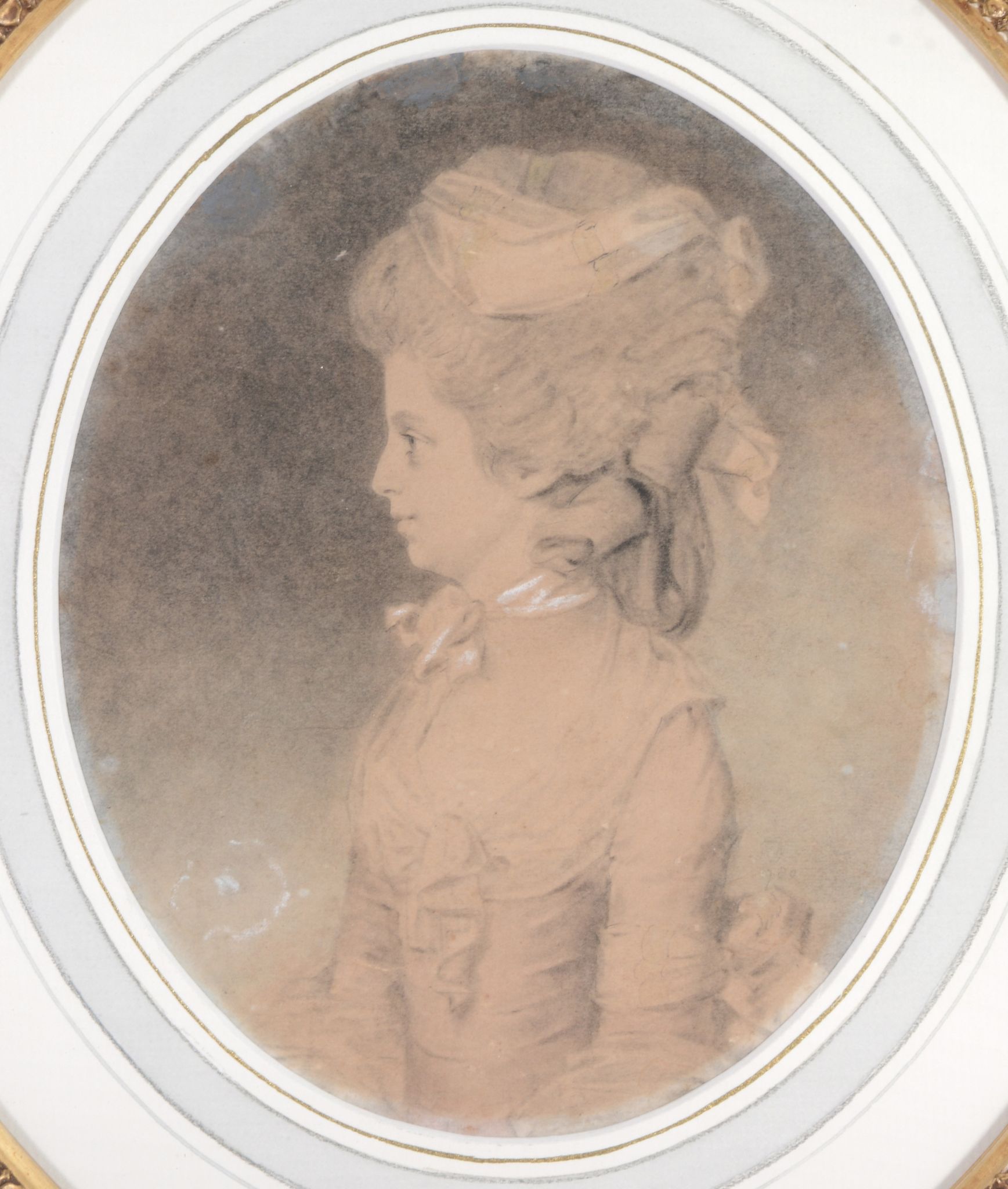 John Downham (1750-1824) - Portrait of a lady Black chalk, coloured chalk, wash, heightened with - Image 2 of 3