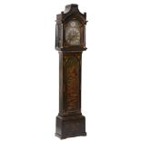 A black japanned eight day longcase clock , mid to late 18th century  A black japanned eight day