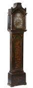 A black japanned eight day longcase clock , mid to late 18th century  A black japanned eight day