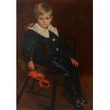 Nelly Erichson (fl.1882-1897) - Portrait of a young boy seated holding poppies, traditionally