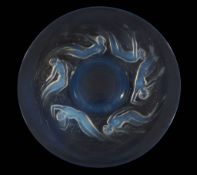 Ondines, a Rene Lalique opalescent glass plate, wheel engraved mark and No  Ondines, a Rene