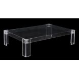 A clear perspex and glass rectangular coffee table, of recent manufacture  A clear perspex and glass