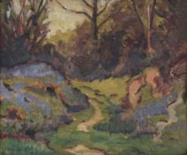 Philip Maurice Hill (1892-1952) - Path in spring Oil on board Signed lower left  33.5 x 41 cm. (13