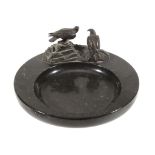 A patinated bronze and black marble vide poche, circa 1930  A patinated bronze and black marble vide