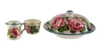 Three Wemyss pink cabbage rose pattern items, comprising  Three Wemyss pink cabbage rose pattern
