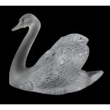 Cygne Tete Vers le Haut, a Cristal Lalique clear and frosted glass large swan  Cygne Tete Vers le