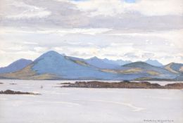 Norman Wilkinson (1884-1934) - An estuary with mountains beyond Watercolour on wove paper Signed