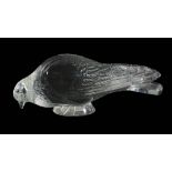 Pigeon Verviers, a Cristal Lalique clear and frosted glass model, engraved mark  Pigeon Verviers,