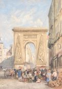 David Cox (1783-1859) - Porte Saint-Denis, Paris Watercolour over graphite, heightened with white,