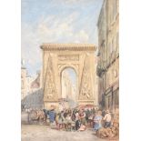 David Cox (1783-1859) - Porte Saint-Denis, Paris Watercolour over graphite, heightened with white,