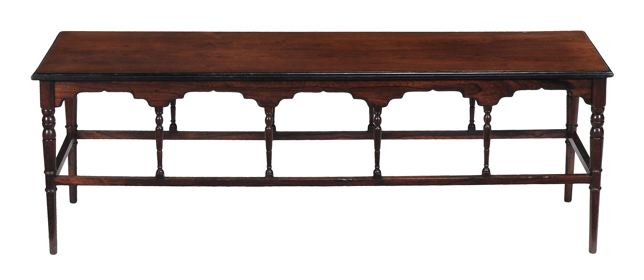 An Aesthetic rosewood and ebonised hall bench, late 19th century  An Aesthetic rosewood and ebonised