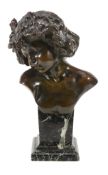 Leon Morice , Tete de Faune , a patinated bronze bust of a child  Leon Morice (French b. 1868),