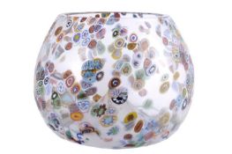A Murano millefiori glass vase or bowl, signed Toso, possibly Fratelli Toso, of ovoid form, with