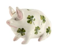 A small Wemyss piglet, circa 1900, painted with shamrock  A small Wemyss piglet,   circa 1900,