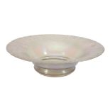 A Loetz type glass dish, clear with iridescence and textured, unmarked, 30  A Loetz type glass dish,