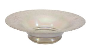 A Loetz type glass dish, clear with iridescence and textured, unmarked, 30  A Loetz type glass dish,
