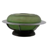 An Art Deco chromium plated and green glass centre bowl by Joseph Lucas Ltd  An Art Deco chromium
