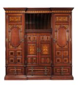 An Arts and Crafts mahogany, rosewood and marquetry compactum wardrobe  An Arts and Crafts mahogany,