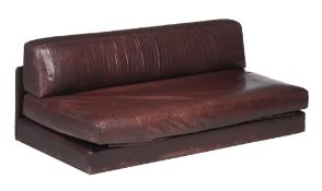 A brown leather sofa, 1970s, 70cm high, 182cm wide, 97cm deep  A brown leather sofa,   1970s, 70cm