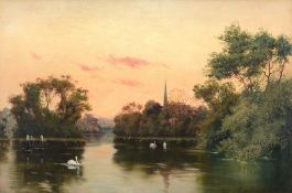 Circle of Alfred de Breanski (1852-1928) - On The Thames, near Windsor Oil on canvas Bears