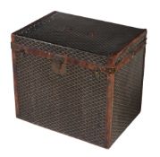 An early 20th century French leather-bound canvas trunk by Goyard  An early 20th century French