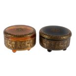 Two Moser of Karlsbad coloured glass and gilt oroplastic circular boxes and...  Two Moser of