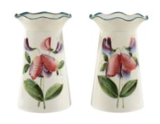 A pair of Wemyss Grosvenor vases, circa 1900, painted with sweet peas  A pair of Wemyss Grosvenor