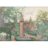 Albert Scott Cox (1863-1920) - Interior view of a walled garden Watercolour, heightened with