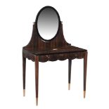 An Art Deco macassar ebony and line inlaid dressing table  An Art Deco macassar ebony and line