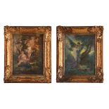 Continental School (late 19th Century) - Woodland nymphs A pair, oil on panel Each c.35 x 26.5