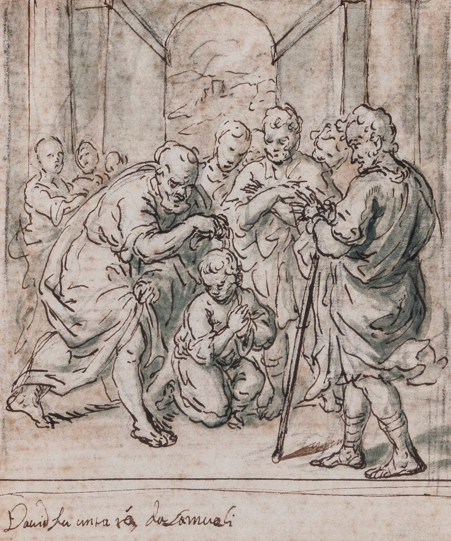 Circle of Gioacchino Martorana (c.1735-1779) - Samuel anointing David, who kneels surrounded by