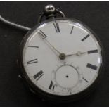 A silver pocket watch, London makers mark DL.